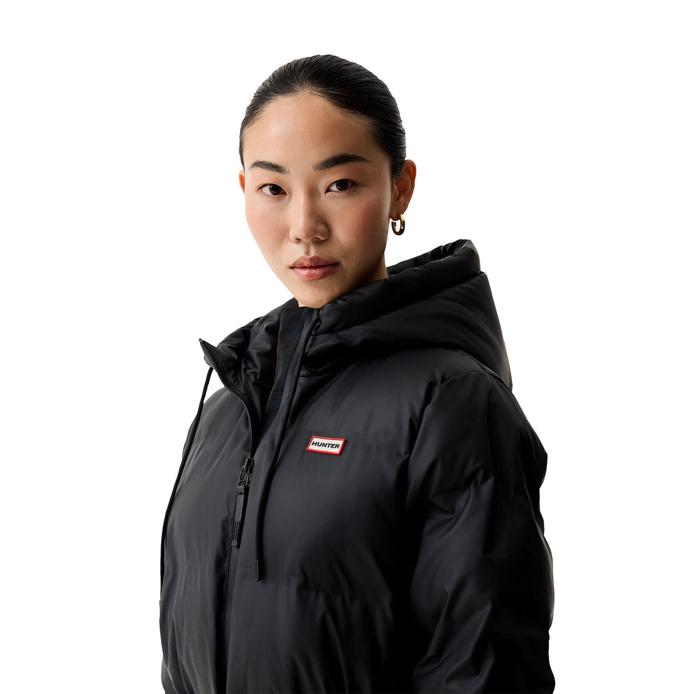Women’s Hutchison PU Sonic Welded Long Puffer Jacket Hunter Black