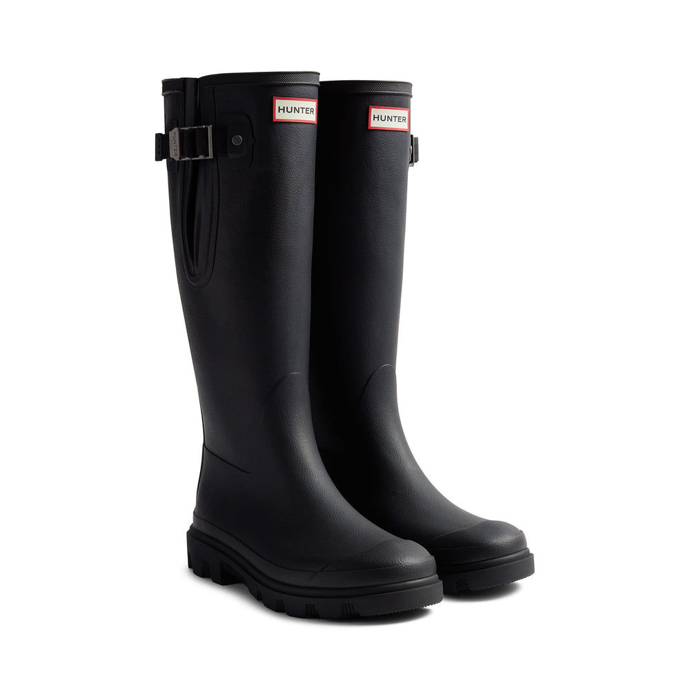 Women's Downpour Adjustable Tall Wellington Boots Black