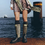 Unisex GANNI X Hunter Tall Adjustable Downpour Wellington Boots Leopard/Black