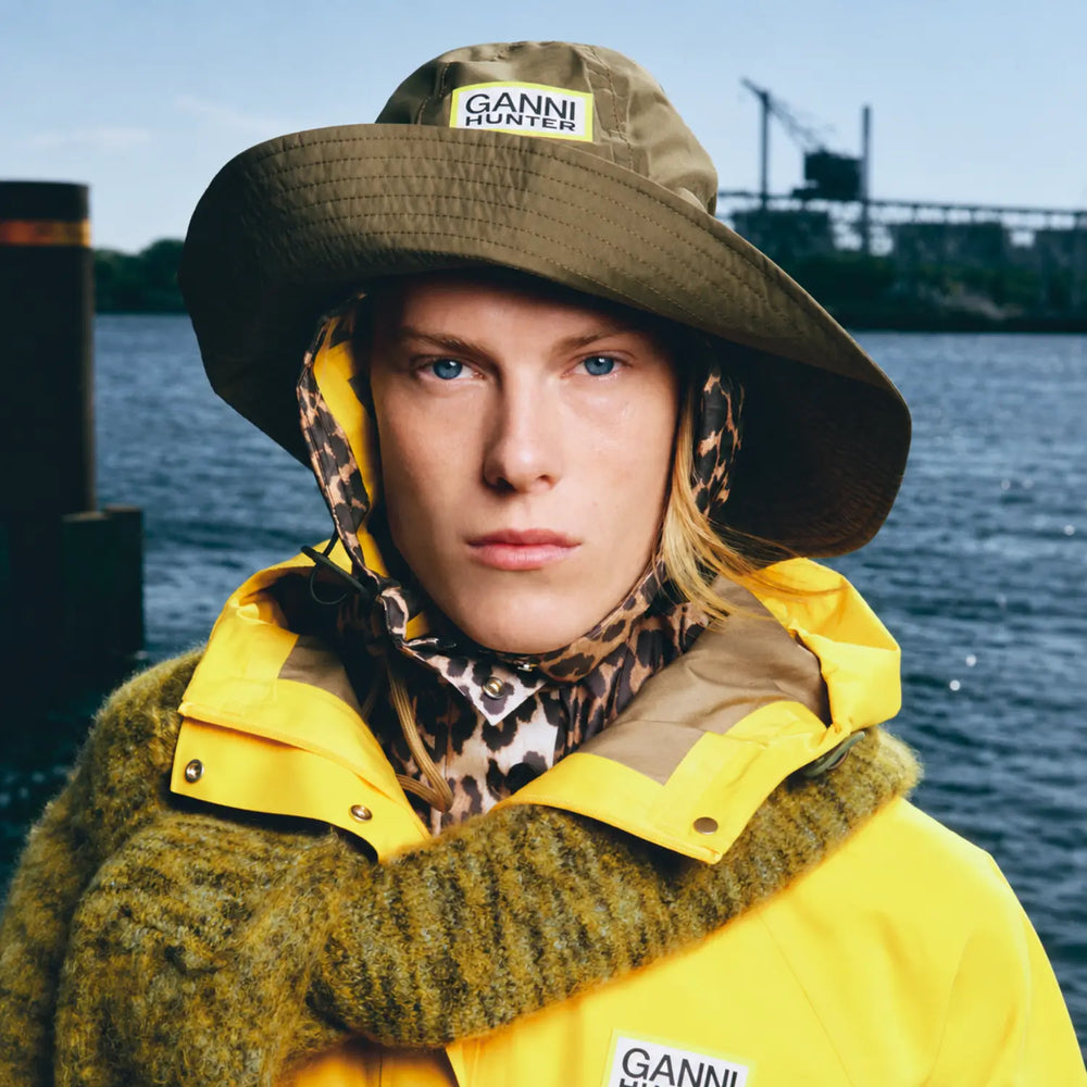 GANNI X HUNTER Waterproof Bucket Hat GANNI Green