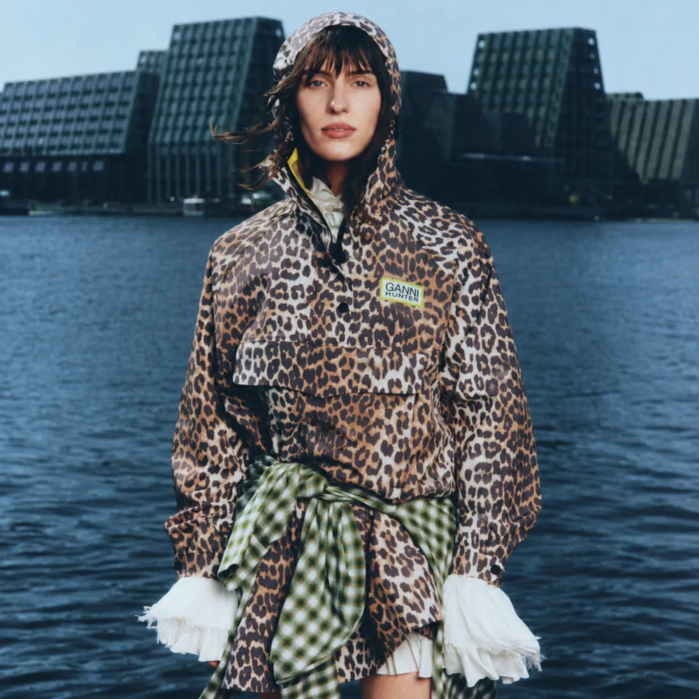 Unisex GANNI X Hunter Waterproof Poncho GANNI Leopard