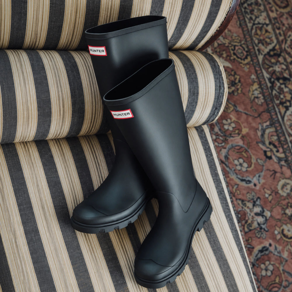 Unisex Downpour Tall Wellington Boots Black