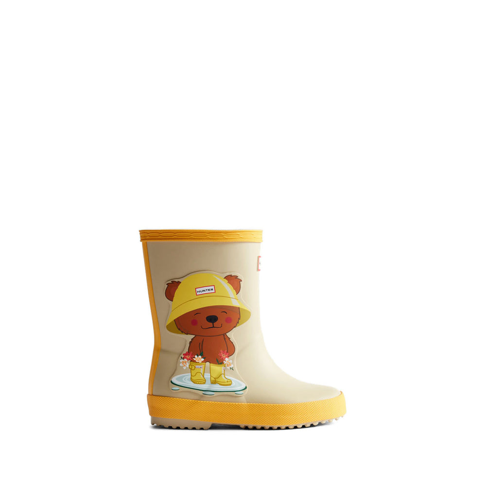 Original Kids First Bear Print Wellington Boots Gravel/Hunter Yellow