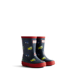 Original Kids First Construction Print Wellington Boots Hunter Navy/Military Red