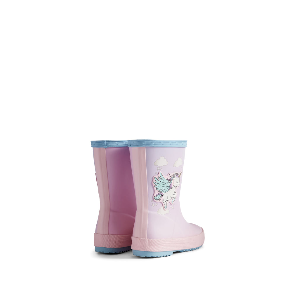 Original Kids First Unicorn Print Wellington Boots Blue Frost/Parfait Pink