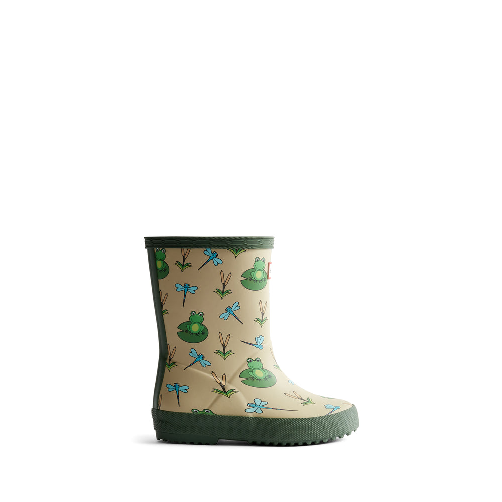 Original Kids First Lily Pad Print Wellington Boots Shore/Flexing Green
