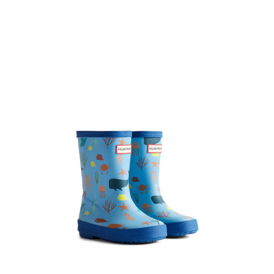 Original Kids First Ocean Print Wellington Boots Amplifying Blue/Dragonfly Blue