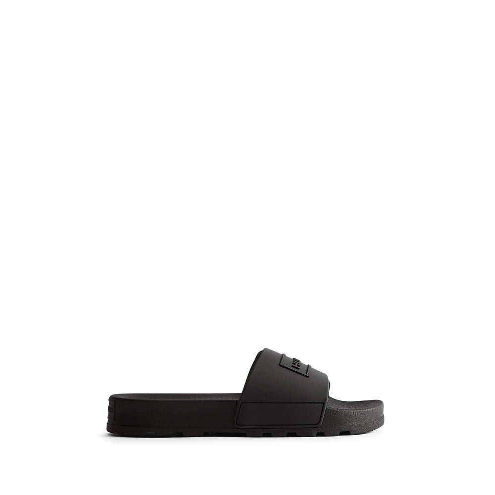 Unisex Core Embossed Silicon Logo Slider Black