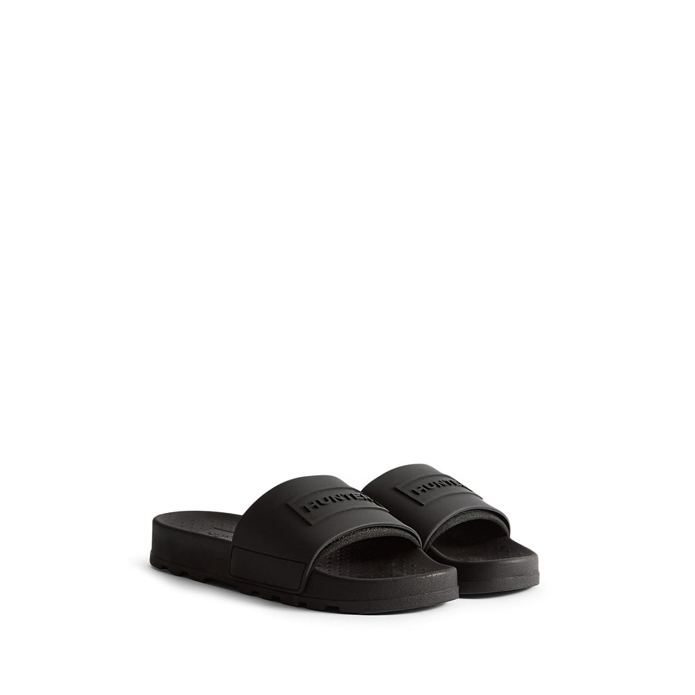 Unisex Core Embossed Silicon Logo Slider Black