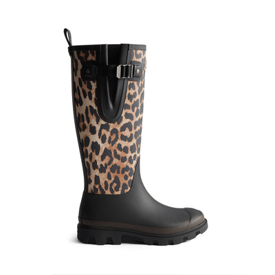 Unisex GANNI X Hunter Tall Adjustable Downpour Wellington Boots Leopard/Black