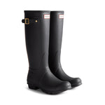 Women's Original Leopard Print Backstrap Tall Wellington Boots Black