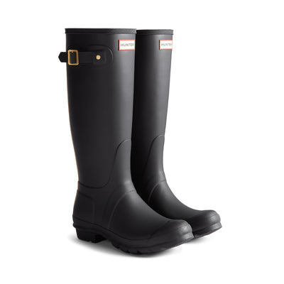Women's Original Leopard Print Backstrap Tall Wellington Boots Black