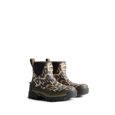 Women's GANNI X HUNTER Balmoral Ankle Boots Leopard/Black