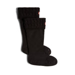 Recycled 6 Stitch Cable Cuff Tall Boot Socks Hunter Black