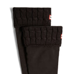 Recycled 6 Stitch Cable Cuff Tall Boot Socks Hunter Black