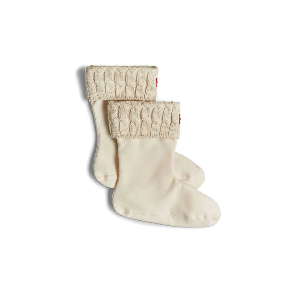Recycled 6 Stitch Cable Cuff Short Boot Socks Hunter Black