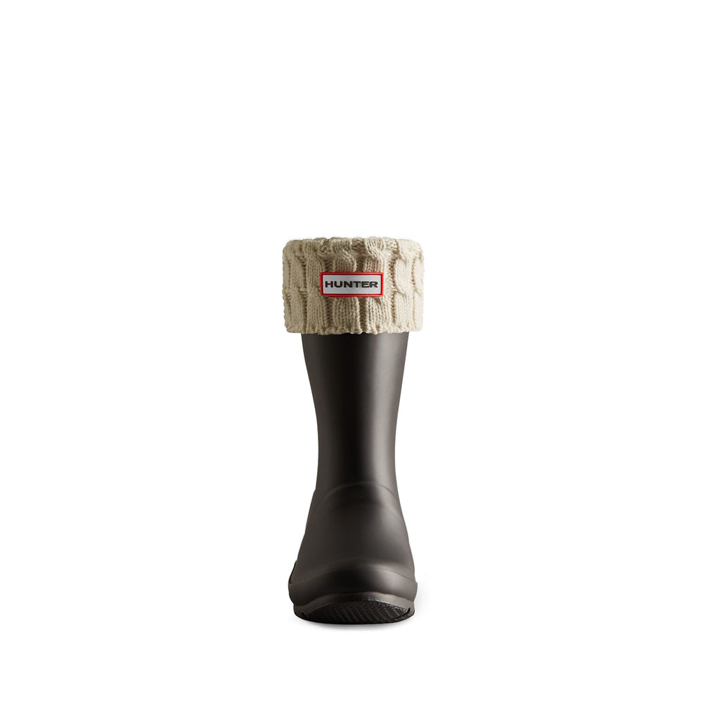 Recycled 6 Stitch Cable Cuff Short Boot Socks Hunter Black
