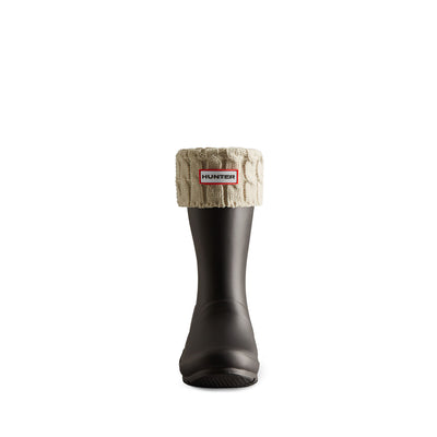 Recycled 6 Stitch Cable Cuff Short Boot Socks Hunter Black