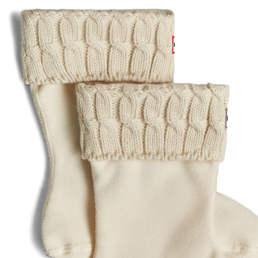 Recycled 6 Stitch Cable Cuff Short Boot Socks Hunter Black